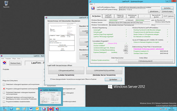 Windows Server 2012 Kanzleisoftware Labortests - LawFirm Professional - Technik-Test mit den Service-Programmen "LawFirm RechnerService", "LawFirm Tool" und "LawFirm Check" (Test Systemprfungs-Funktionen, Betriebssystem-Parameter, Windows Server 2012 Einstellungen)